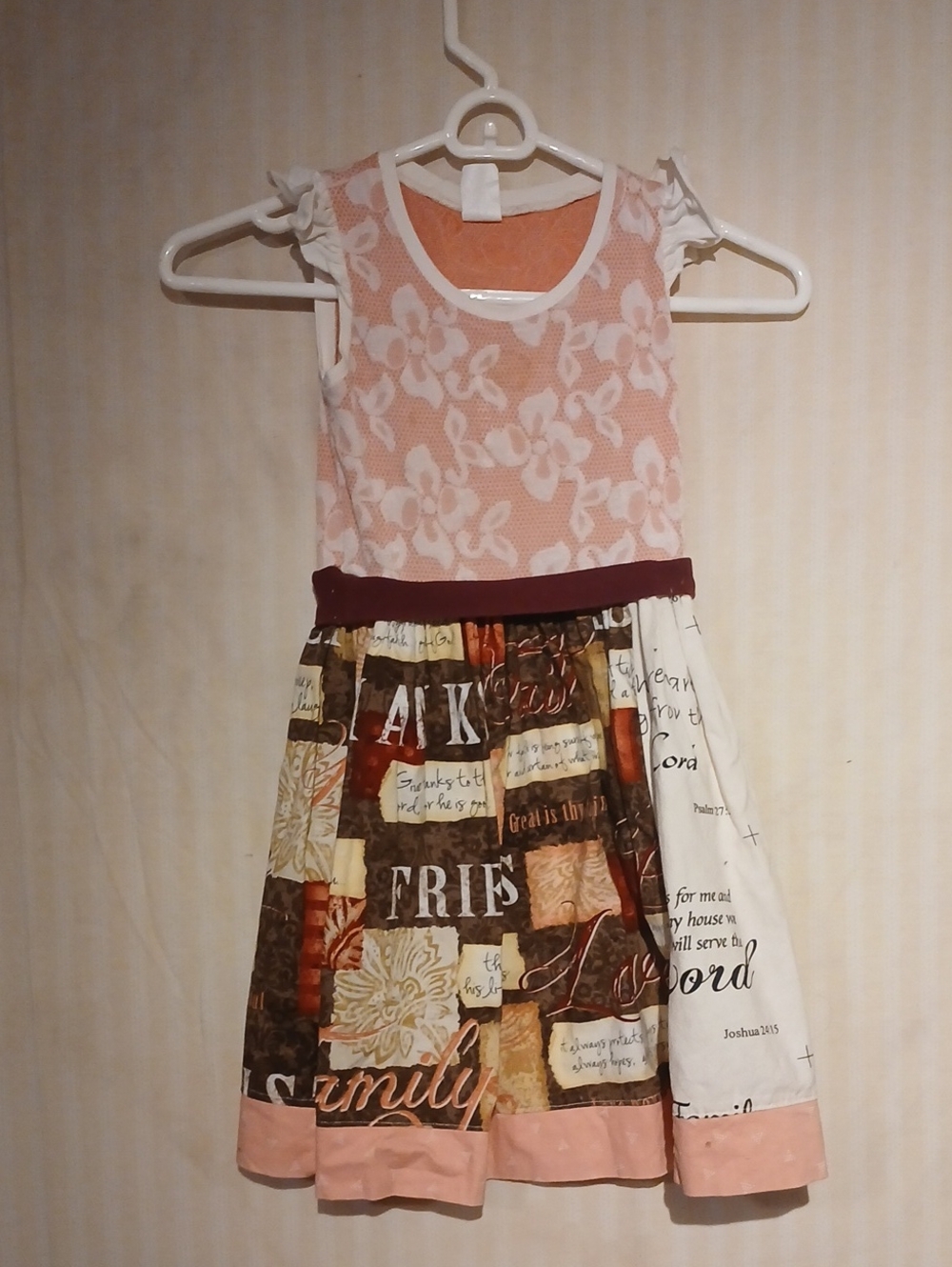 Girls Pink Floral Lace Bodice Patchwork Skirt Dress